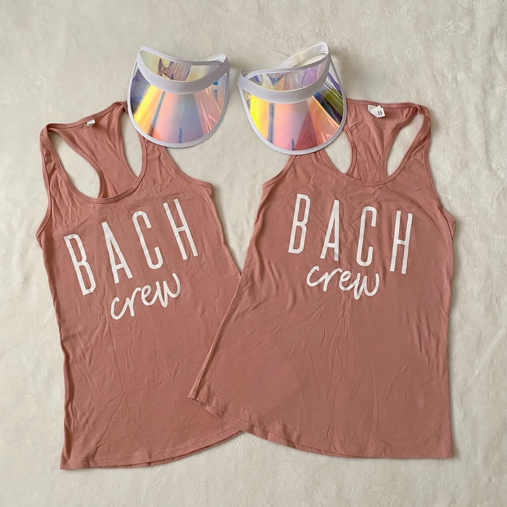 2 ‘Bach Crew’ Bachelorette Party Pink Tank Tops